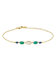 Multi Gemstone Claw Set Bracelet Morganite, Emerald & Blue Sapphire