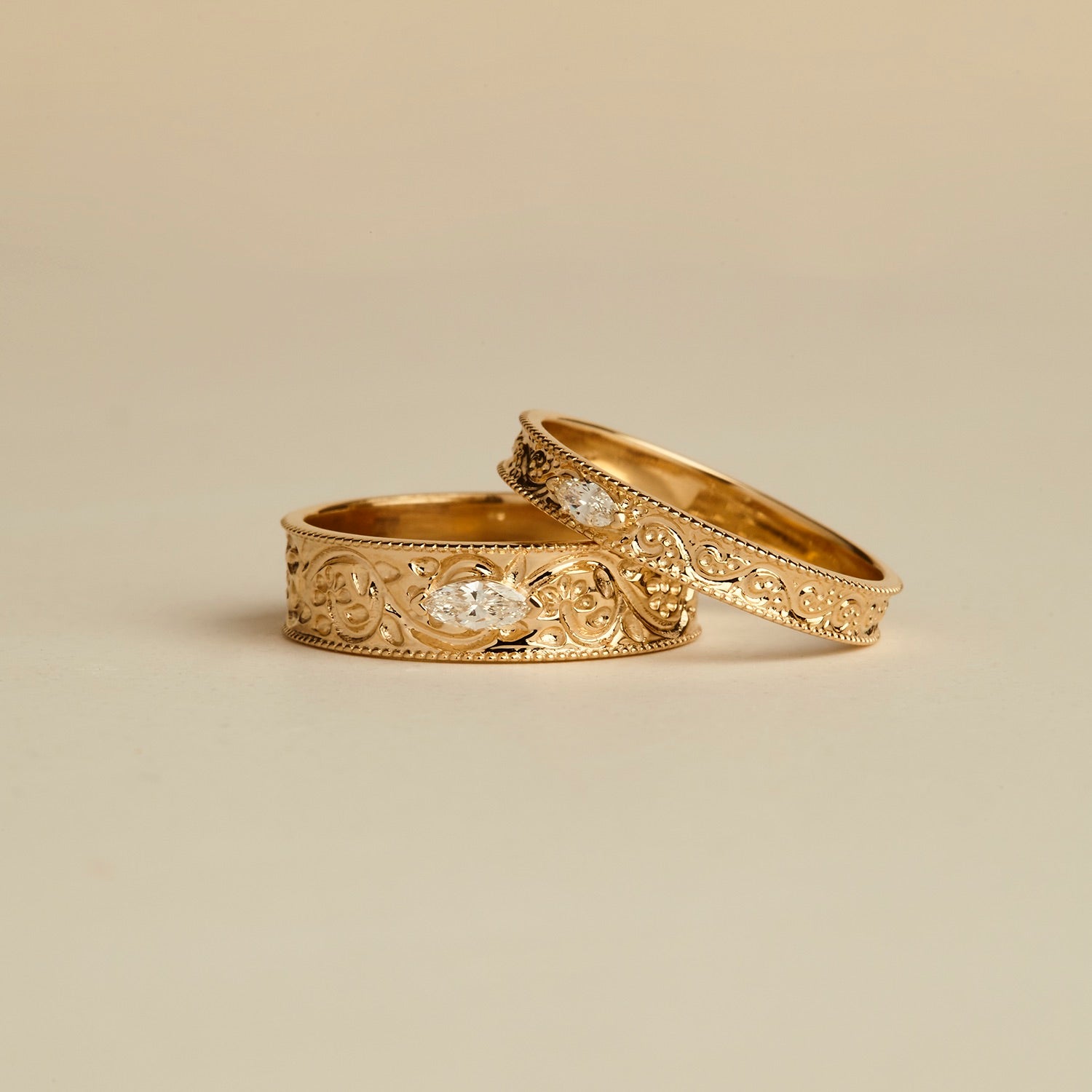 Dala Narrow Diamond Engraved Band