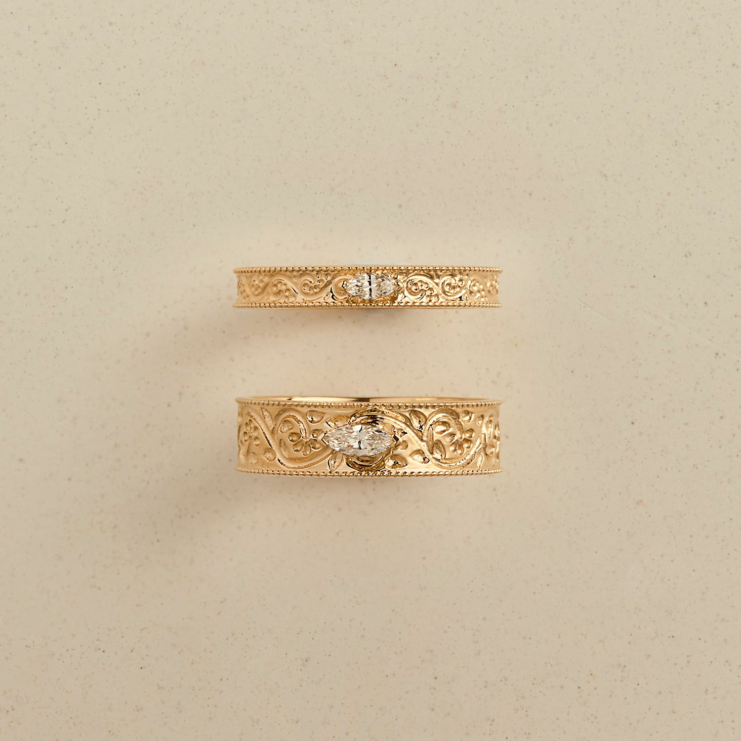 Dala Narrow Diamond Engraved Band