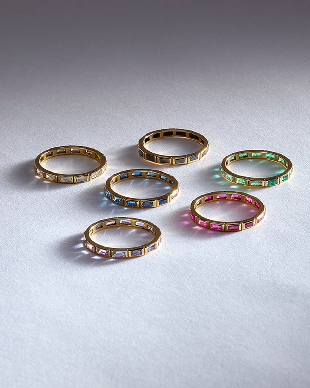Baguette Cut Gemstone Eternity Ring