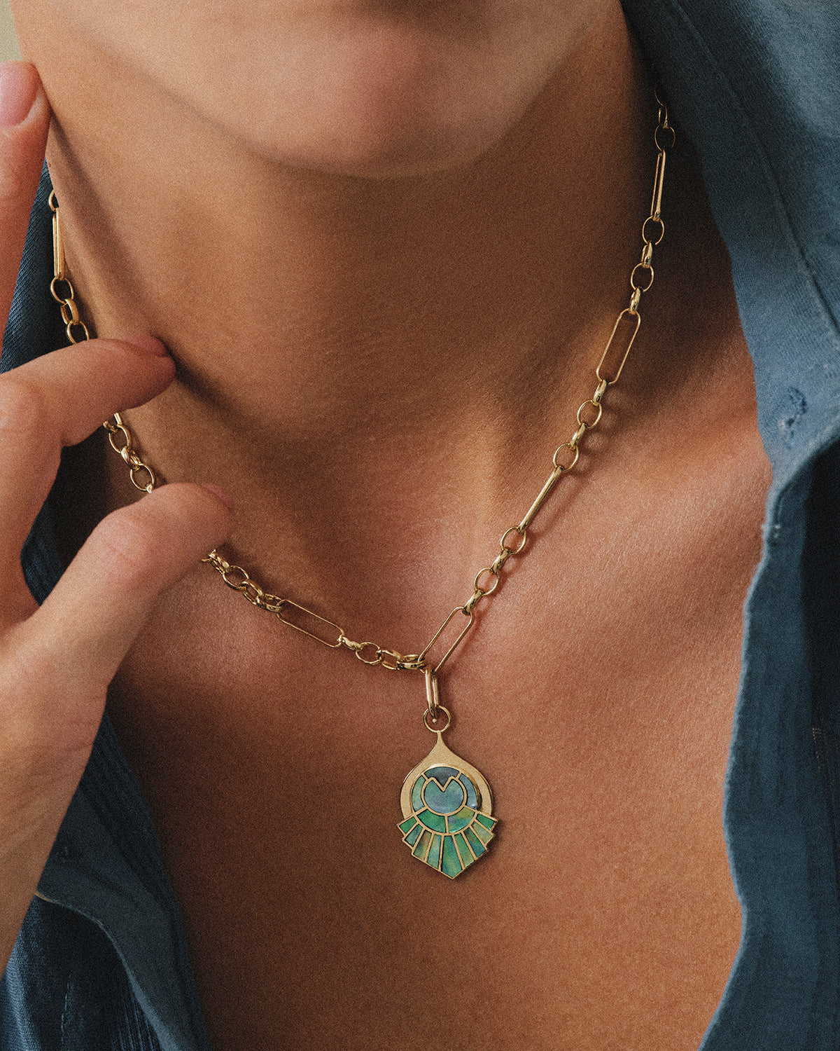 Abalone Pearl Pendant on Model