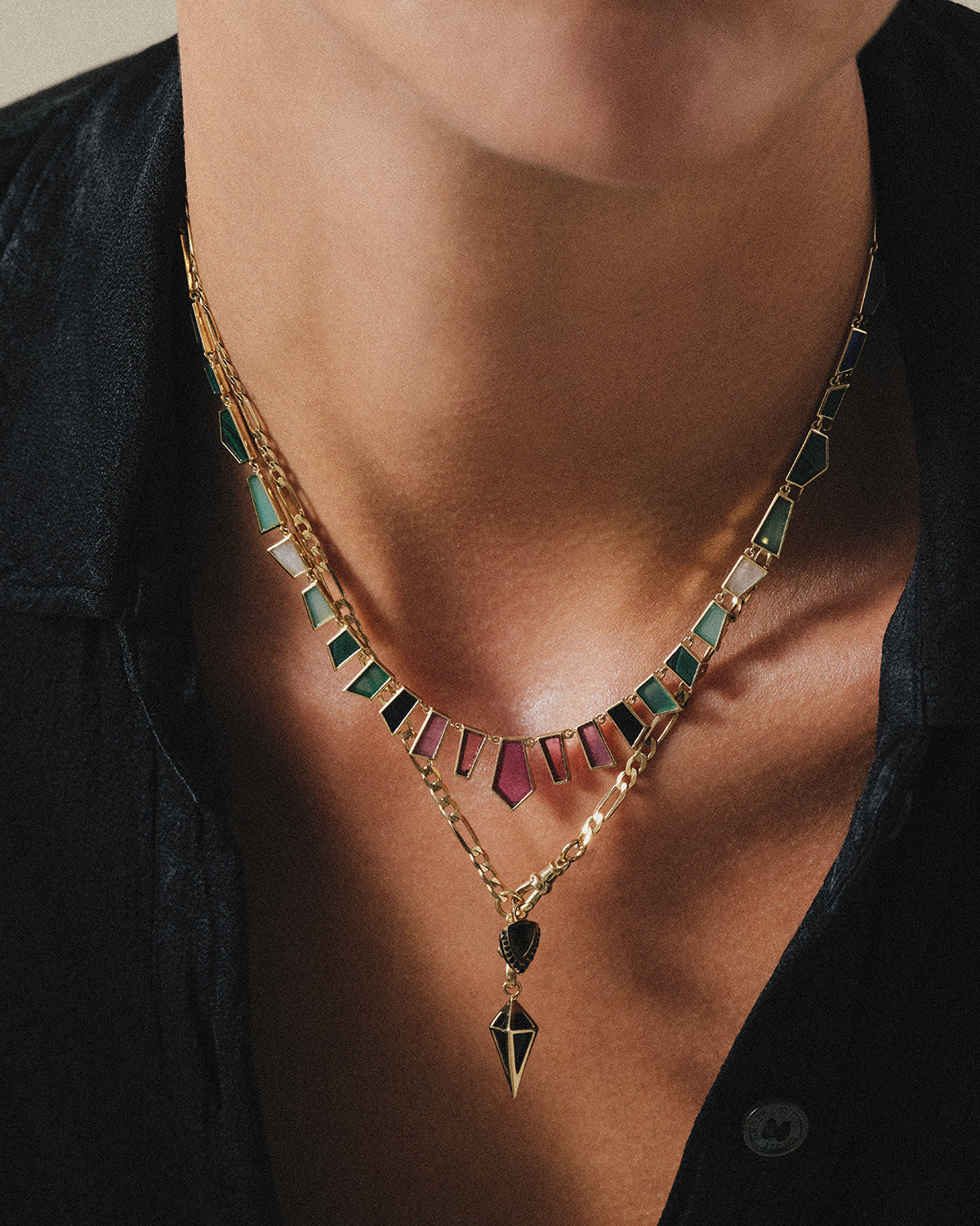 "Midnight Mesa" Tesserae Necklace on Model