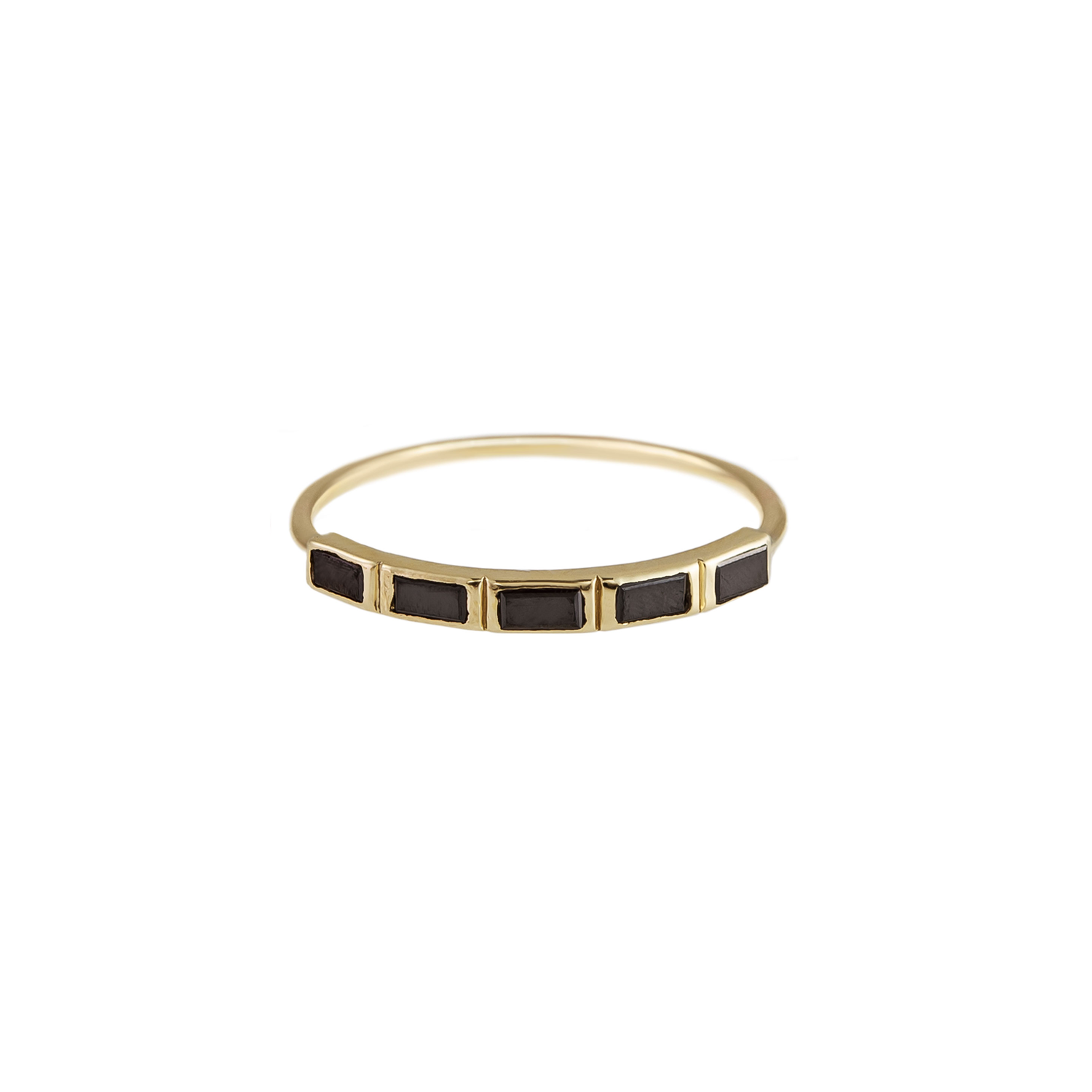 5 Stone Baguette Black Diamond Ring