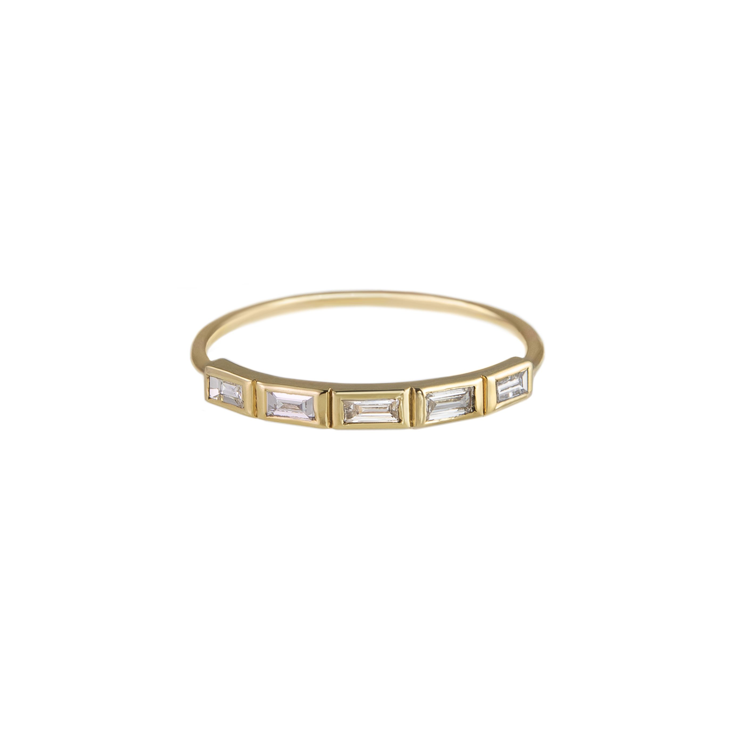 5 Stone Baguette White Diamond Ring