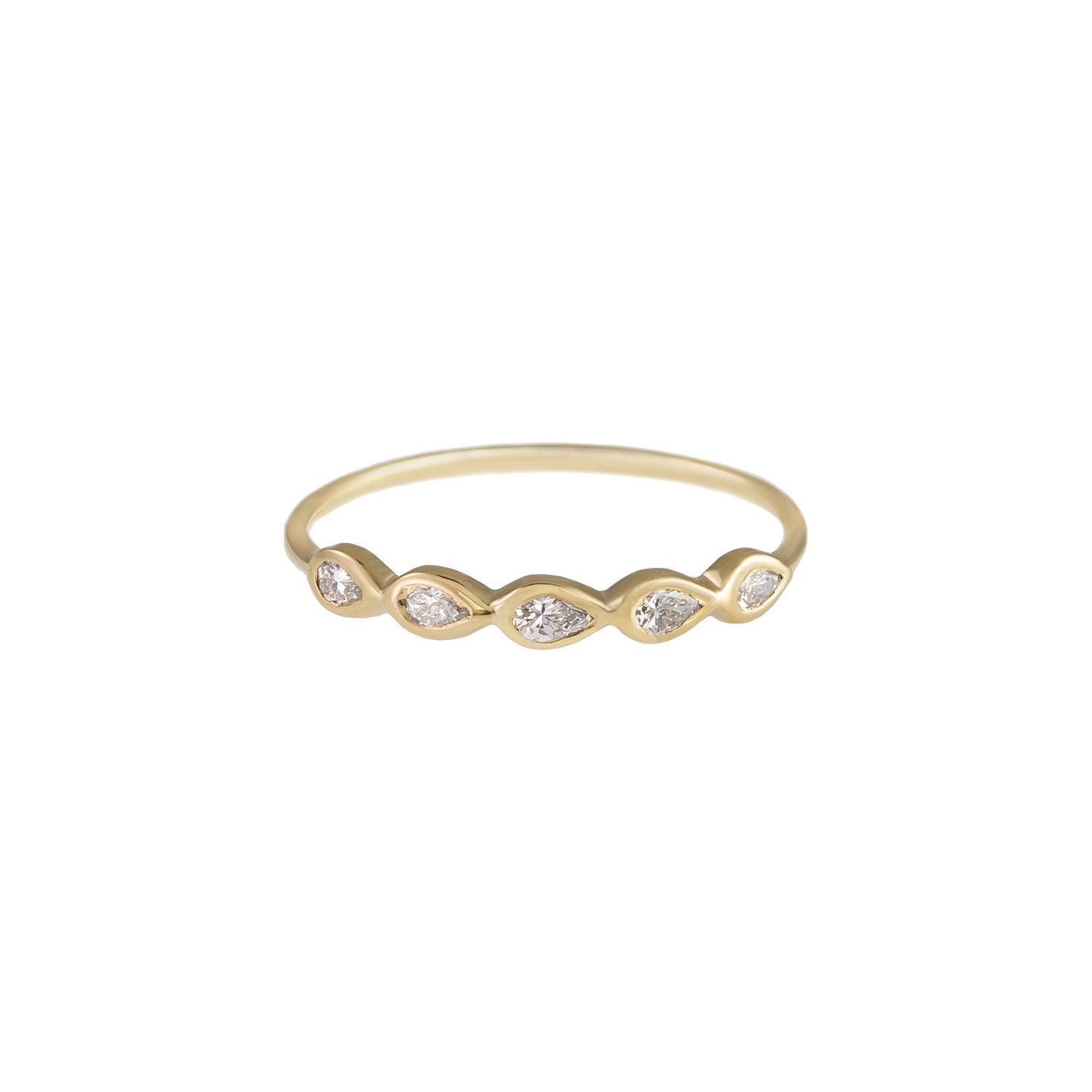 5 Stone Pear White Diamond Ring