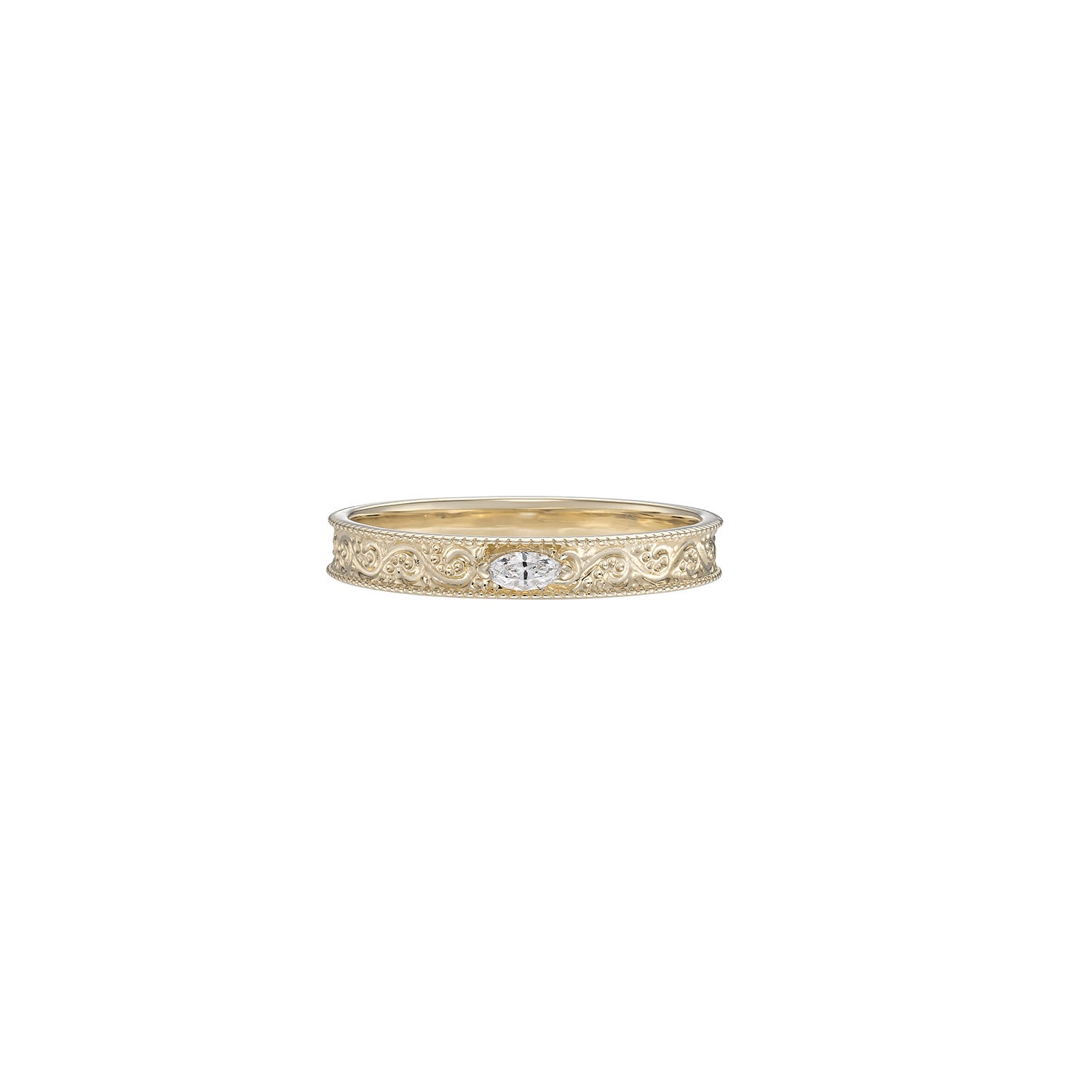 Dala Narrow Diamond Engraved Band