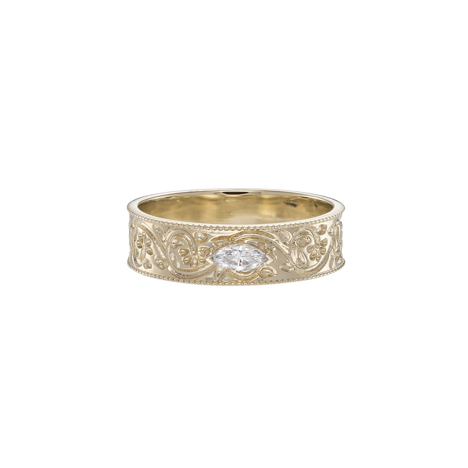 Dala Wide Diamond Engraved Band