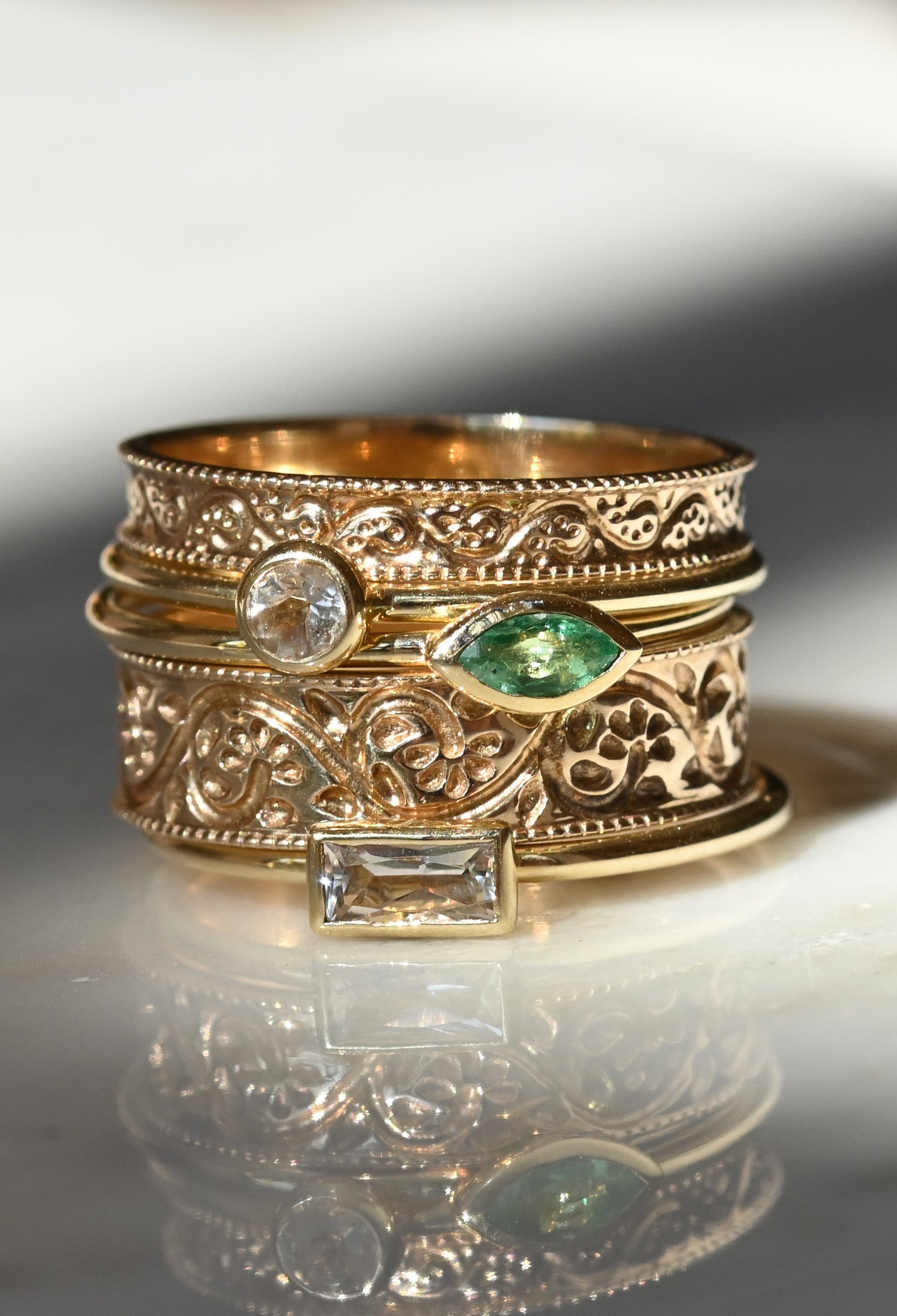 Horizontal Baguette Gemstone Stacking Ring. Ring Stac