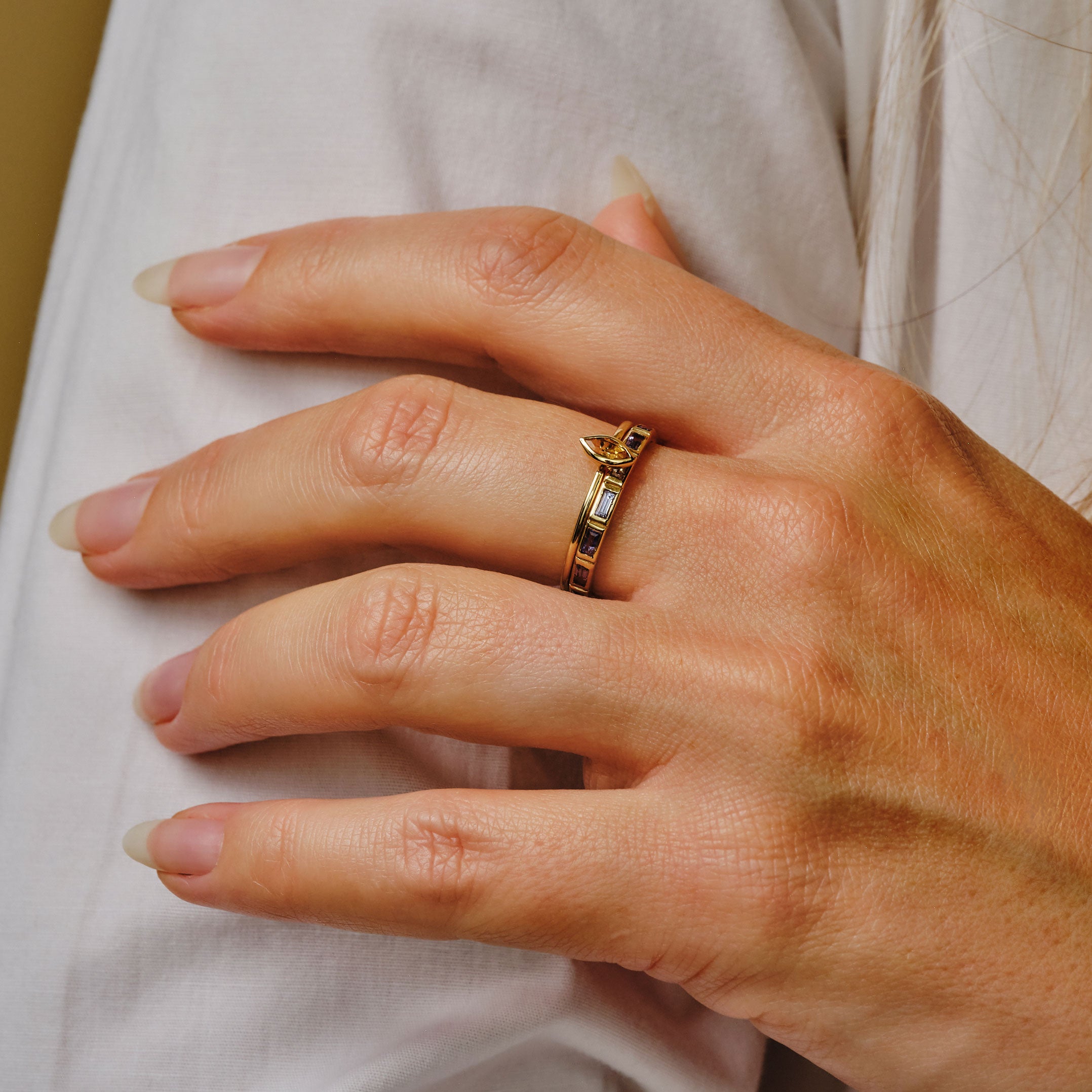 Baguette Cut Gemstone Eternity Ring