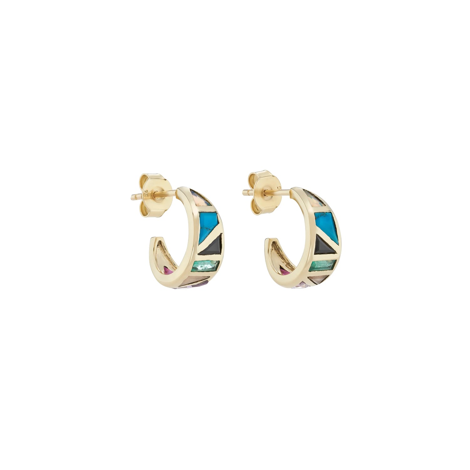 Small Rainbow  Gemstone Tableau Hoops