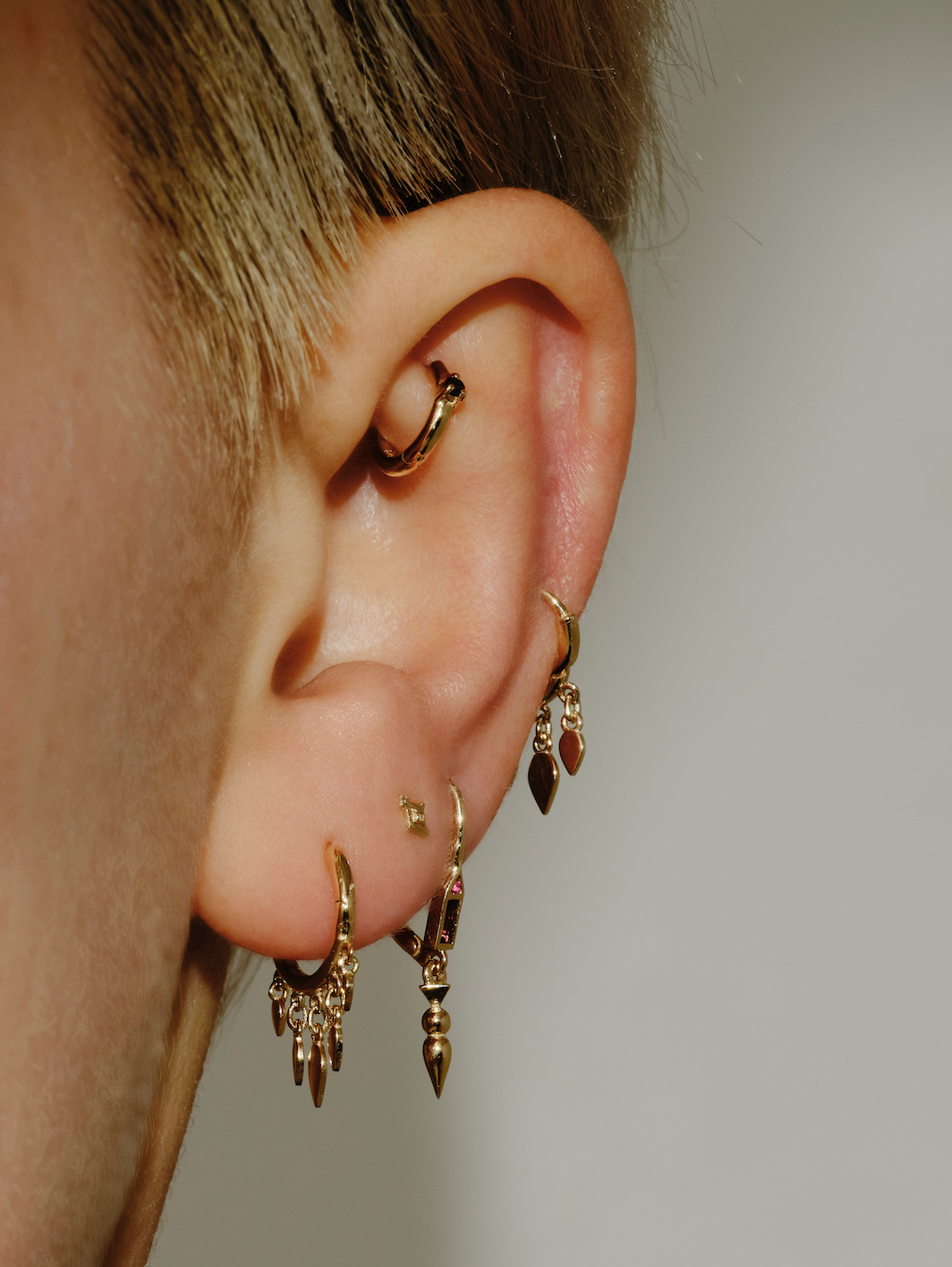 Ruby & Pink Tourmaline Mini AZ Honey Hook Earrings