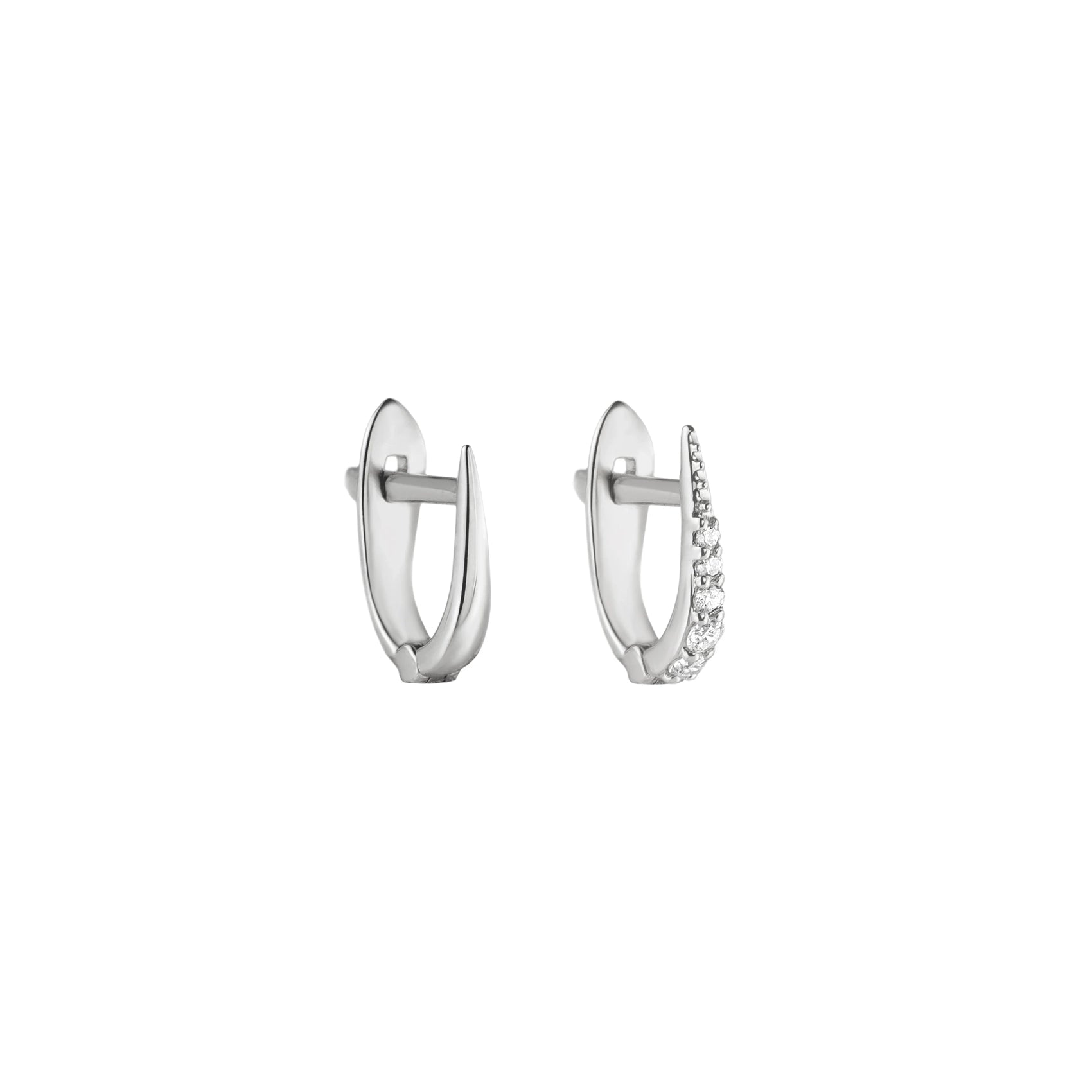 White Gold Short Skinny Point Huggies