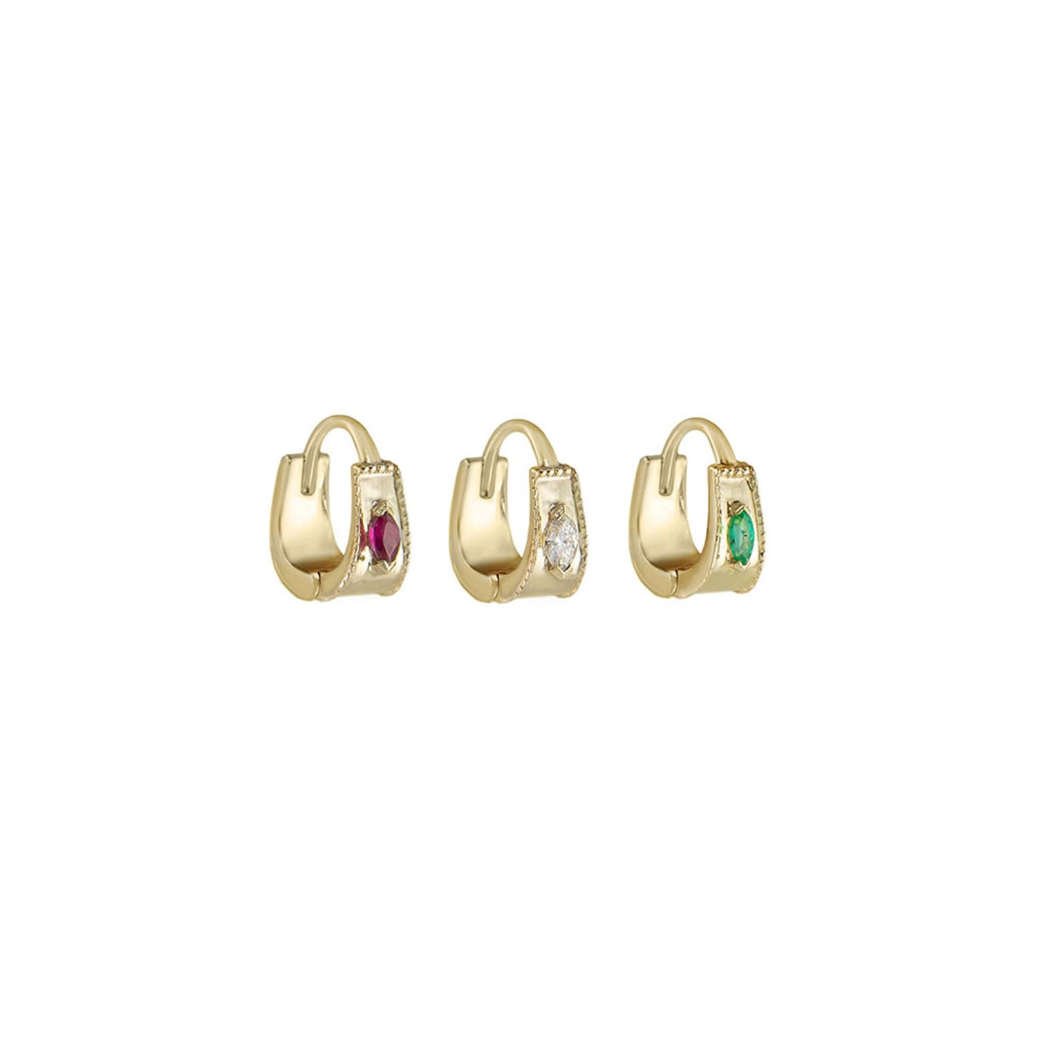 Dala Milgrain Gemstone Huggie