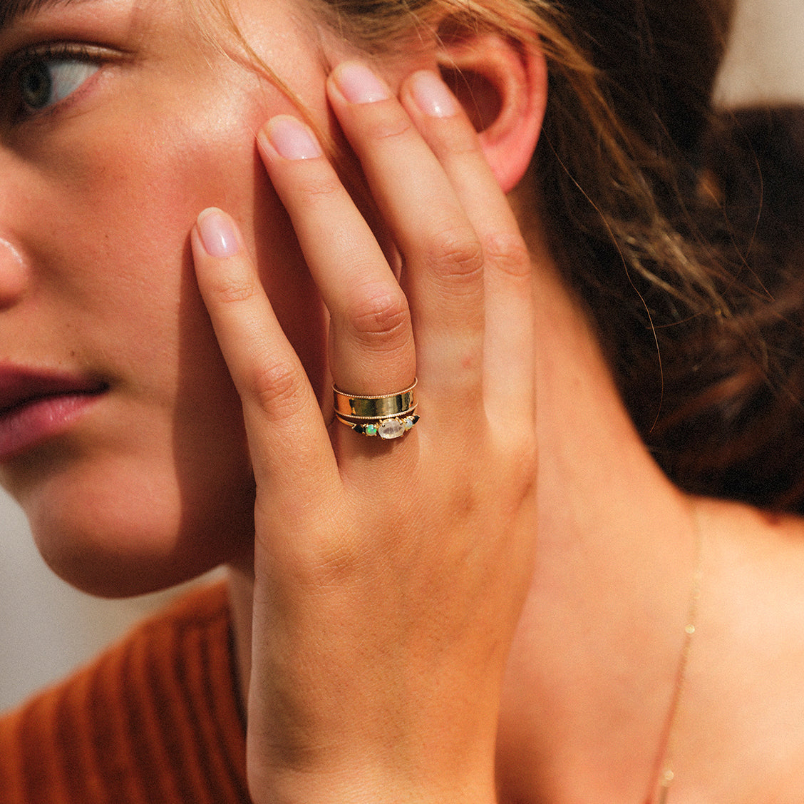 Multi Gemstone Claw Set Ring Citrine, Pink Tourmaline & Turquoise
