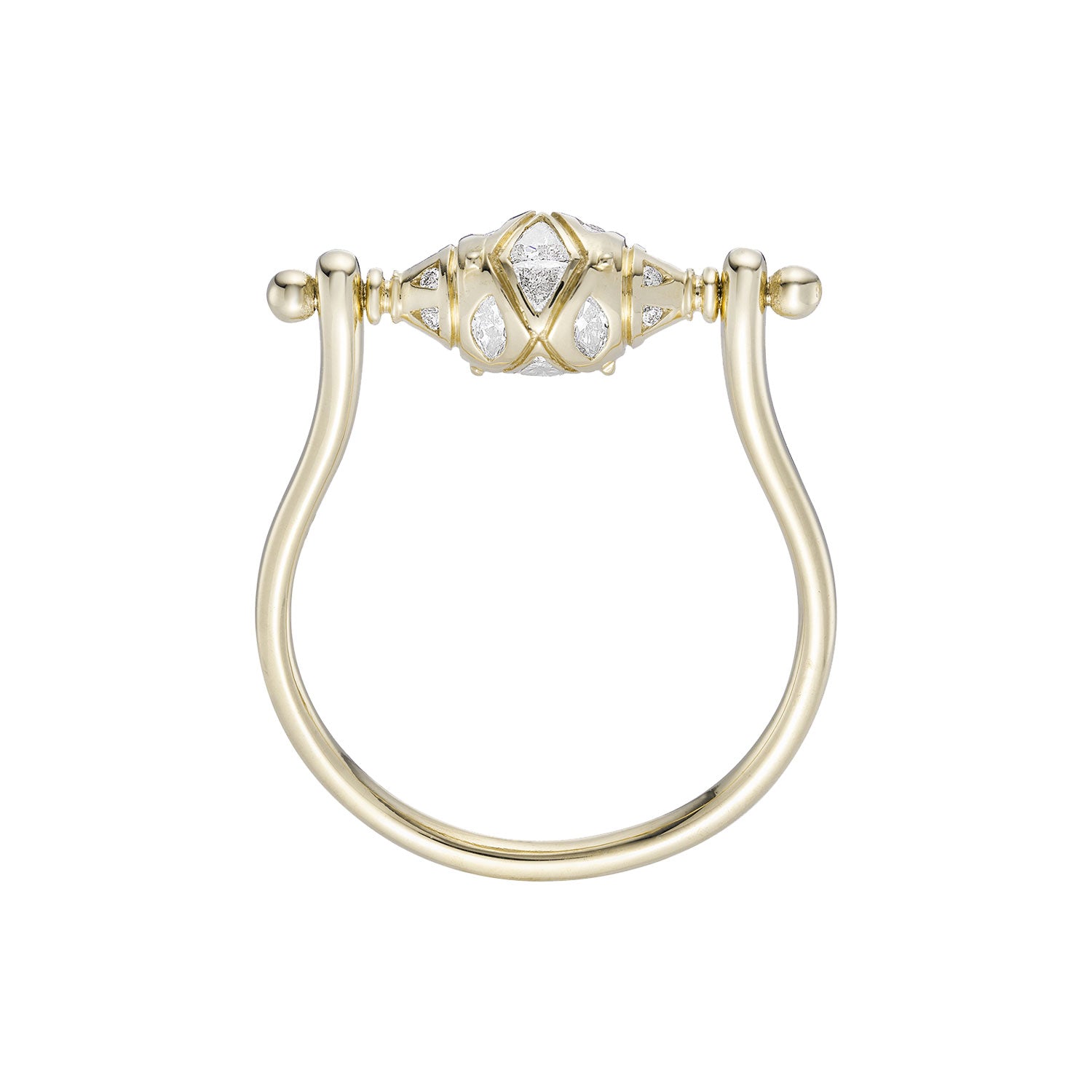Ojo Mudra AZ Diamond Spinner Ring stood up