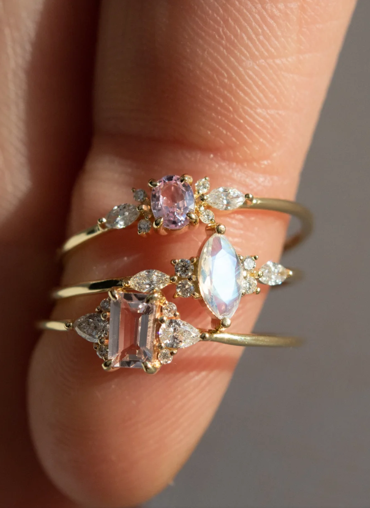 metier-by-tomfoolery-pink-sapphire-_-diamond-ring 1500 × 1500px Submit Edit alt text metier by tomfoolery pink sapphire and diamond fleur ring
