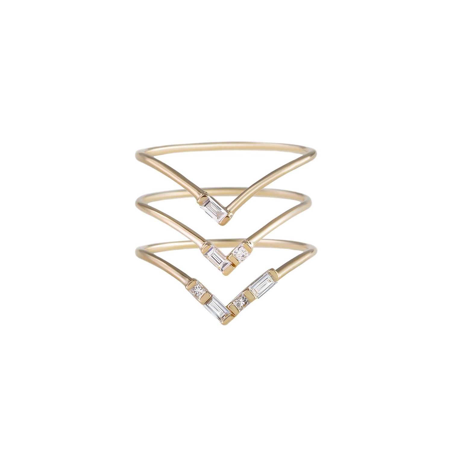 métier by tomfoolery Baguette Diamond Stacking Rings