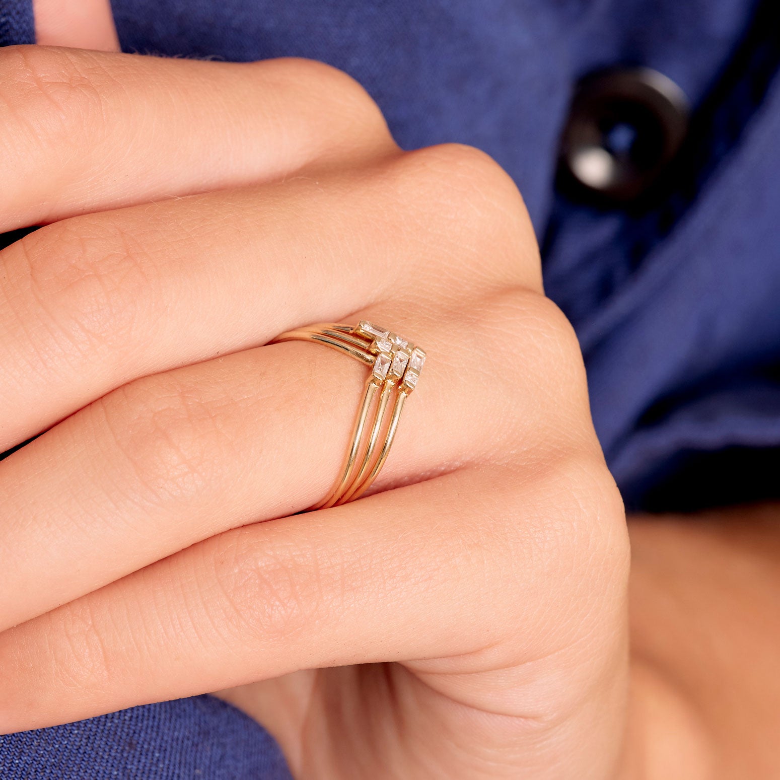 Baguette Diamond Stacking Rings