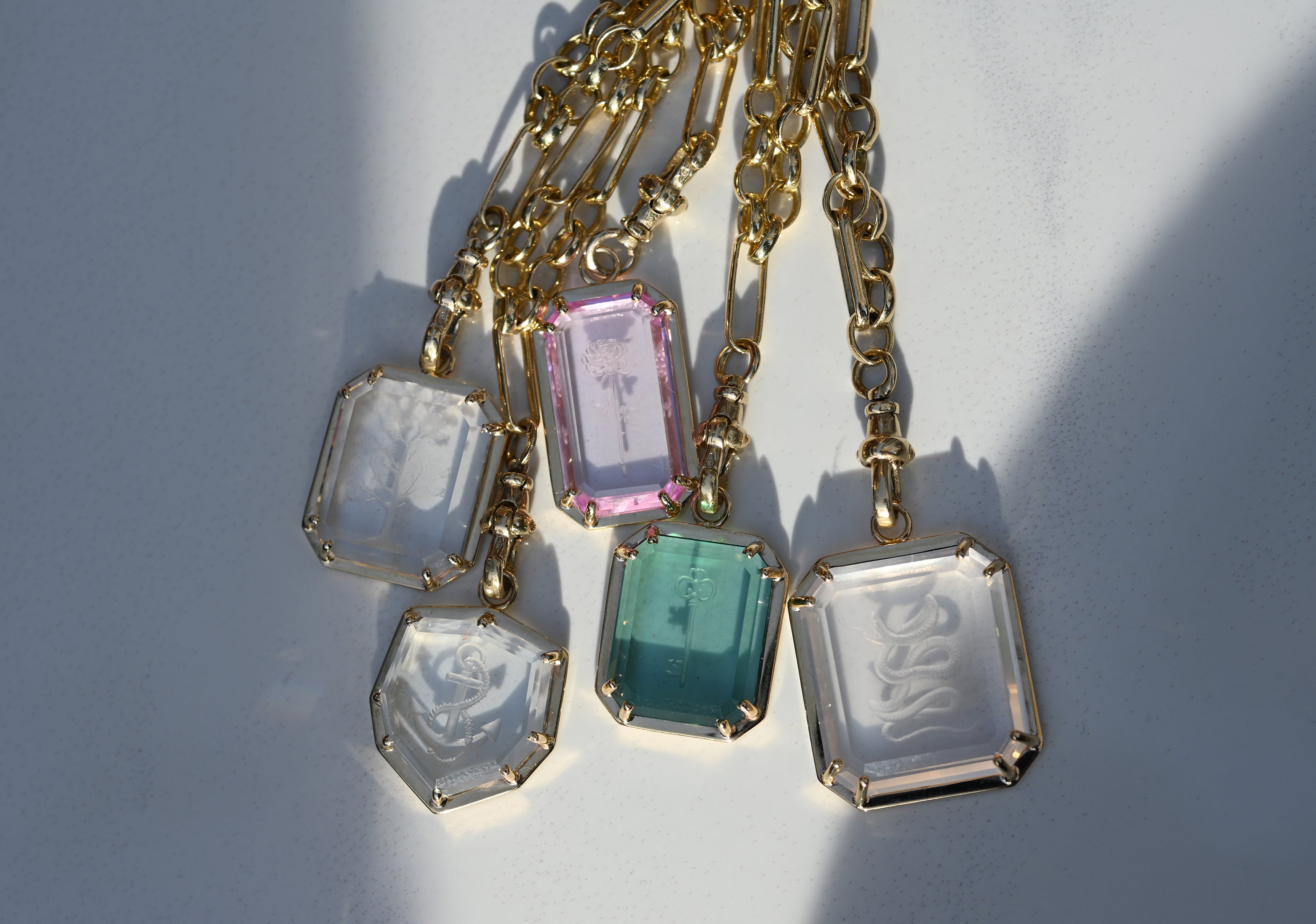 Limited Edition Intaglio 'Rose' Sapphire Eiffel Heavy Pendant
