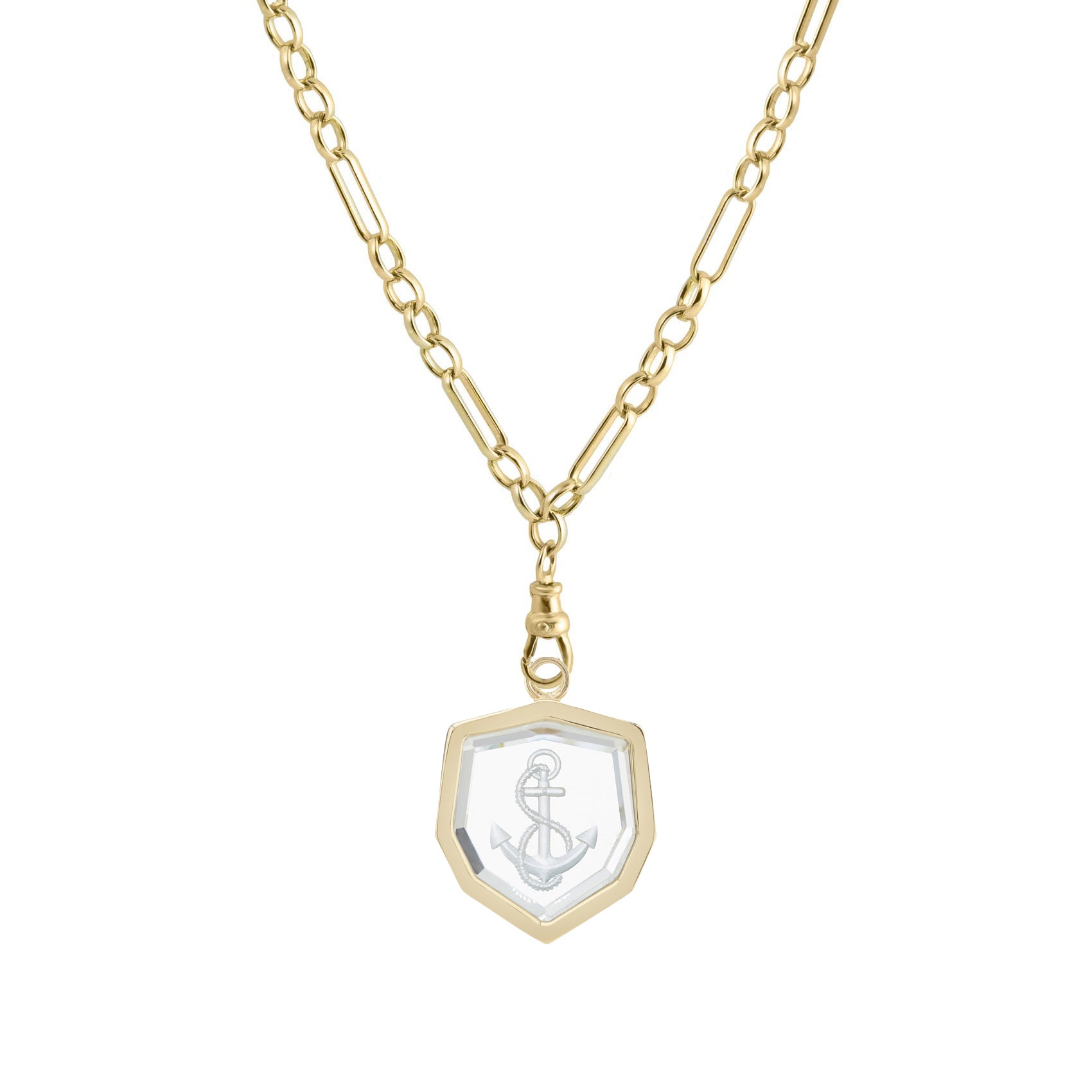 Limited Edition Intaglio Topaz Anchor Eiffel Heavy Pendant bezel side