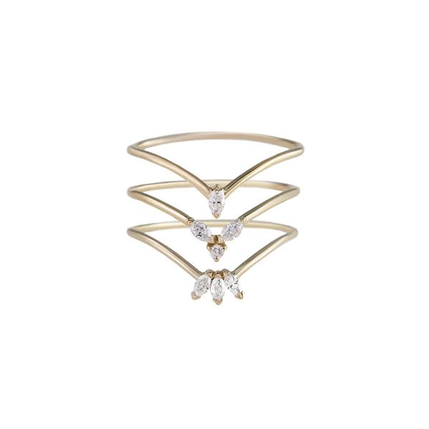 Marquise Diamond  Fleurescent Stacking Rings