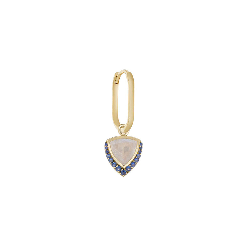 Midi Oval Clicker with Moonstone & Sapphire AZ Trillion Plaque