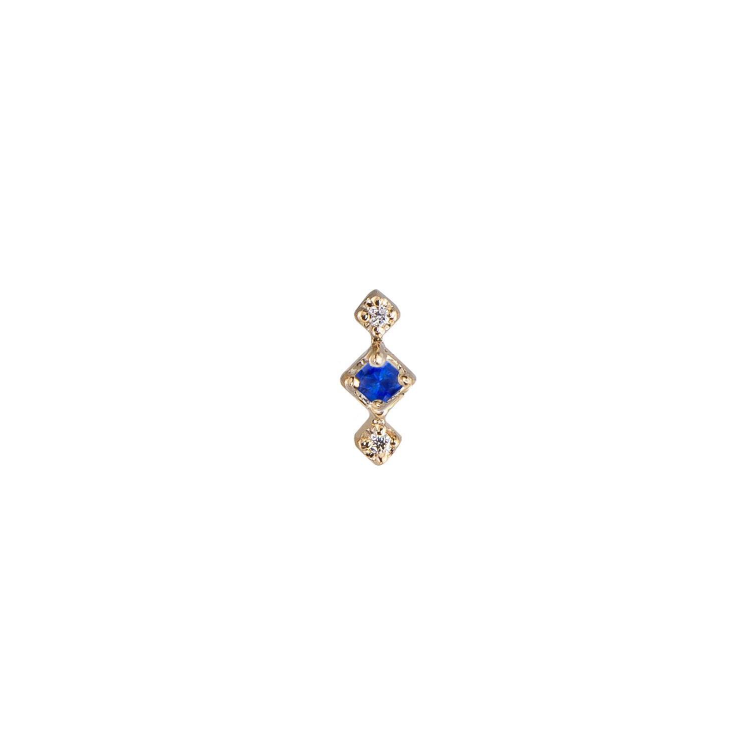 Petite Three Stone Sapphire & Diamond Stud