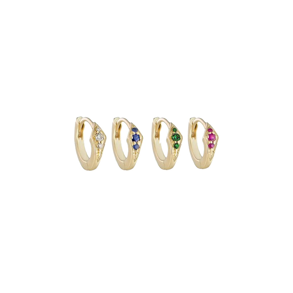 Petite Point Gemstone Huggies