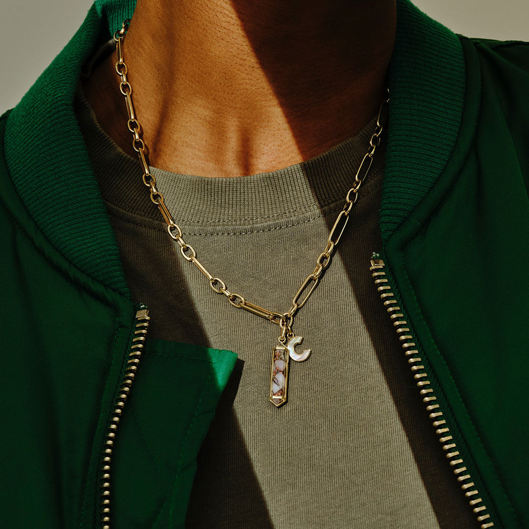 Large OJO Dusk with Pearl Initial on Heavy Ouvert Chain