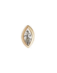Metier by tomfoolery Mini Bezel Set Marquise Gemstone Studs 9ct Yellow Gold White Diamond