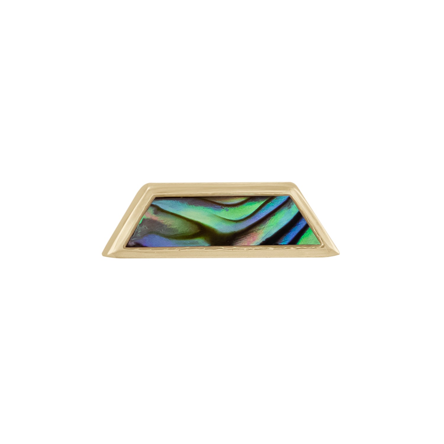 metier by tomfoolery: Mother of Pearl Trapezoid Stud 9ct yellow gold