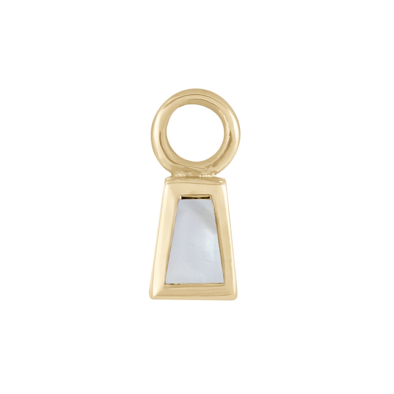 Métier by tomfoolery Mother of Pearl Mini Plaque from First Love Collection. 9ct Yellow Gold and white mother of pearl.