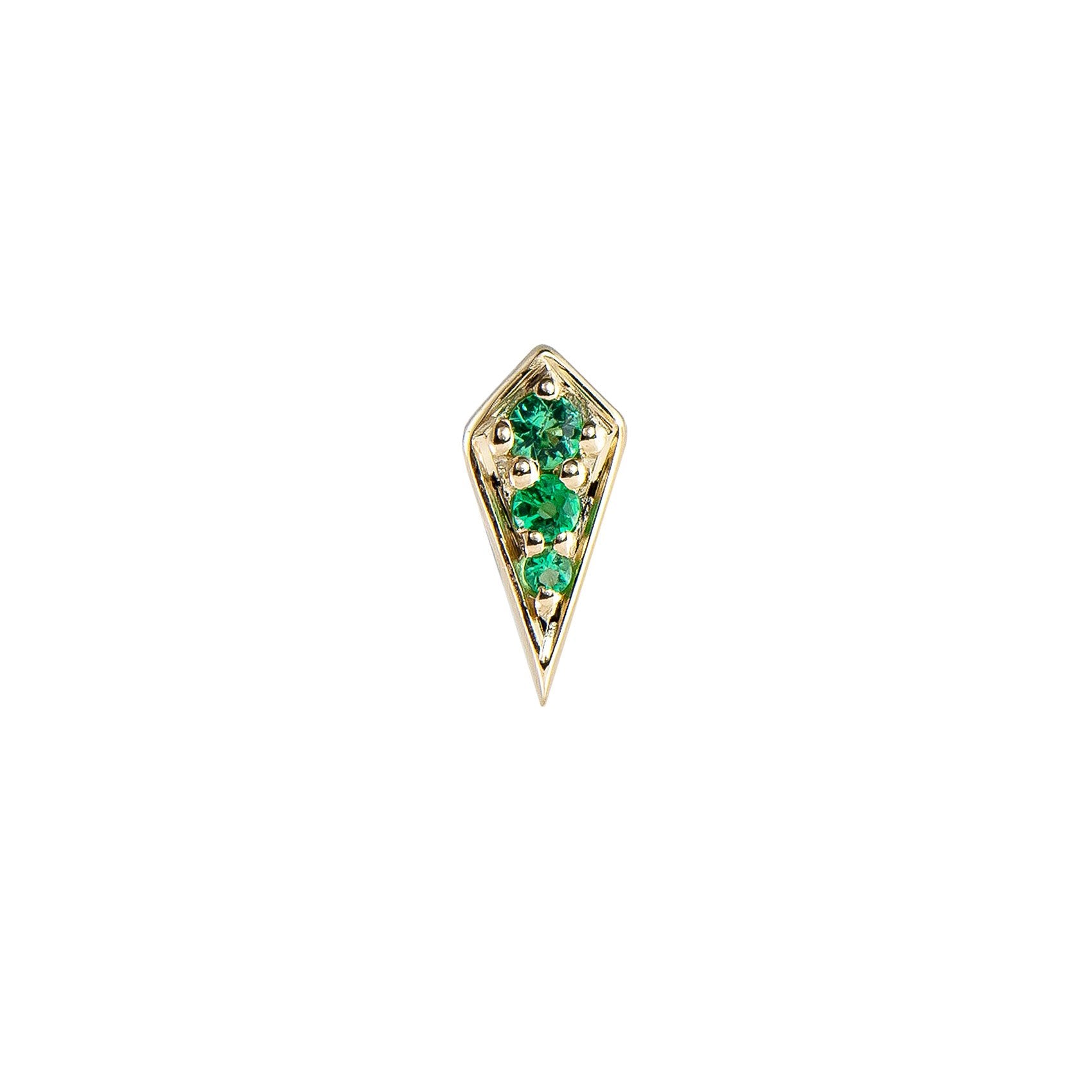Métier by tomfoolery Mini Point Rhombus Gemstone Stud - Emerald