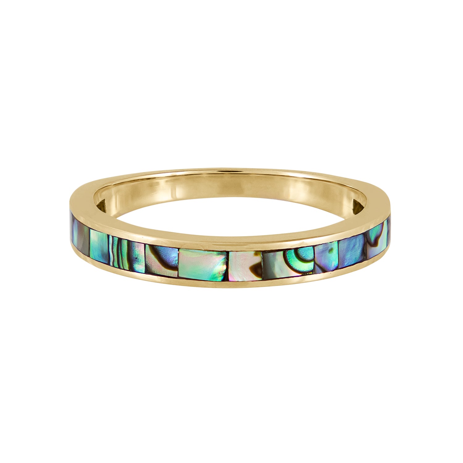 Metier by tomfoolery Slim Mother Of Pearl Ring 9ct yellow gold and abalone