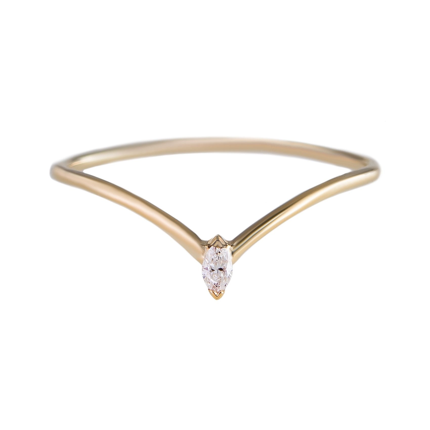 Metier by tomfoolery Marquise Halo Stacking Ring. 9ct Yellow Gold and White Diamond.