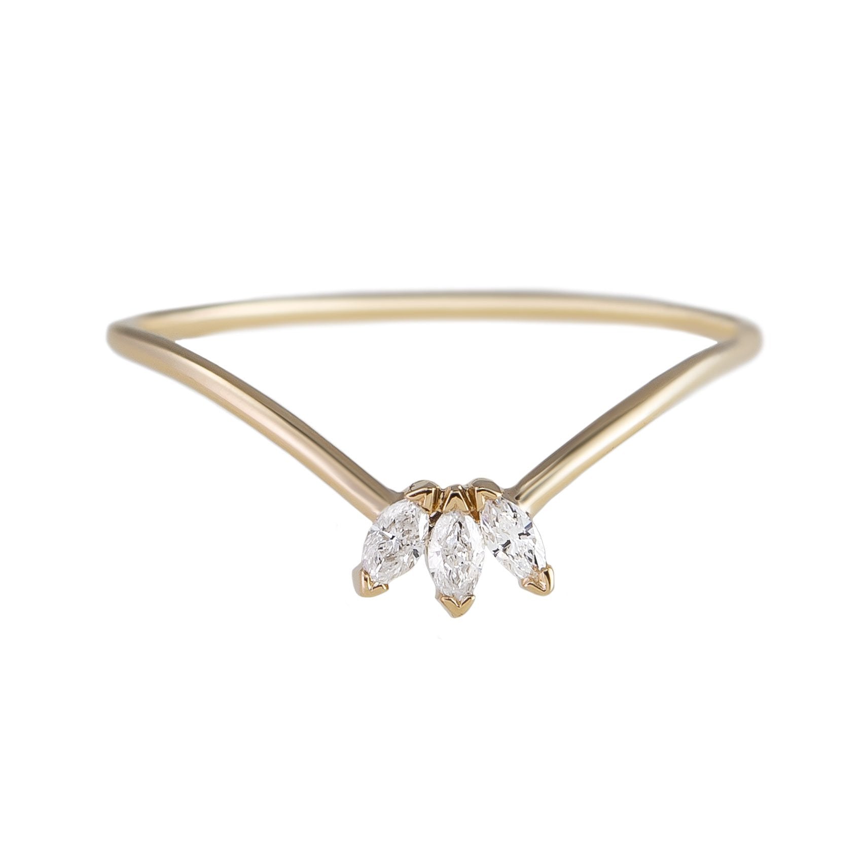Metier by tomfoolery Marquise Halo Stacking Ring. 9ct Yellow Gold and White Diamond.