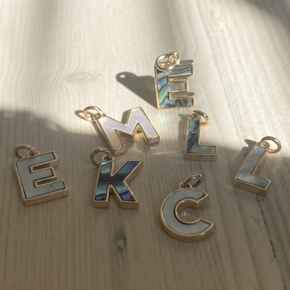 metier by tomfoolery: First Love mother of pearl initial plaques