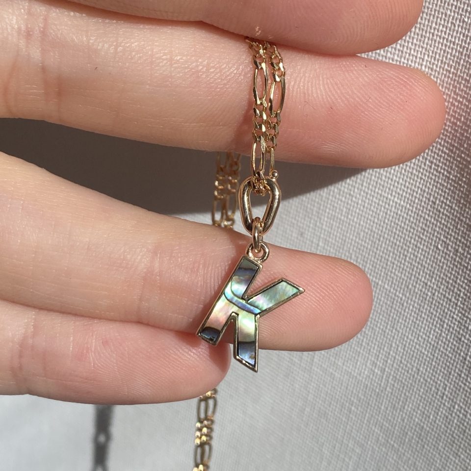metier by tomfoolery: First Love mother of pearl initial plaques