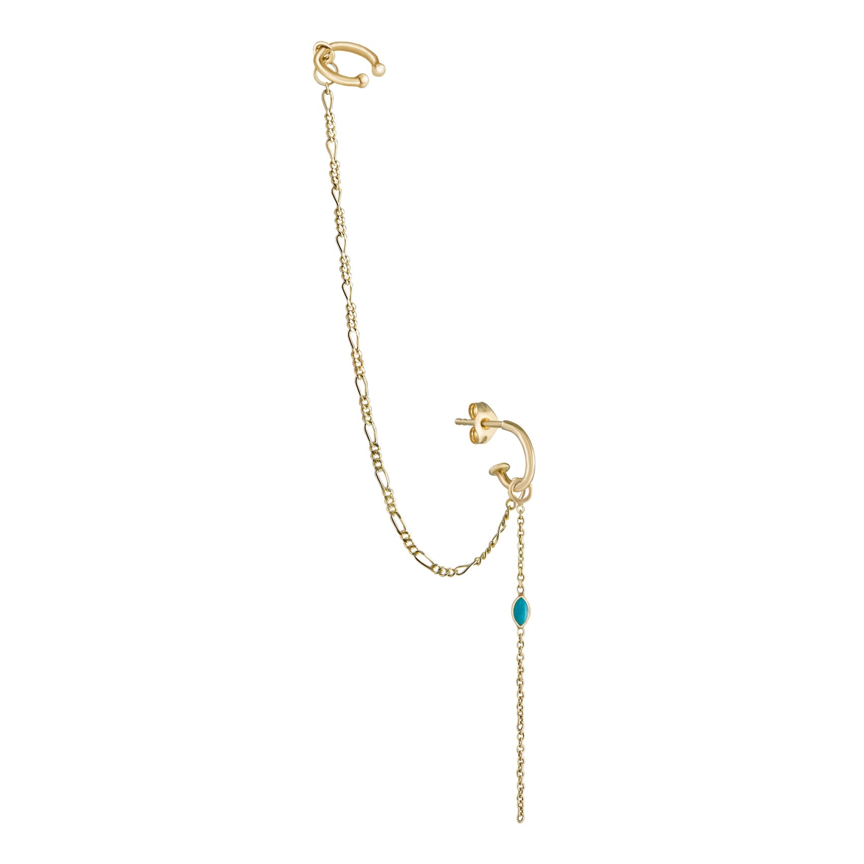 Drop Ear Cuff  + London Add on Chain + Marquise Turquoise Chain Ear Story
