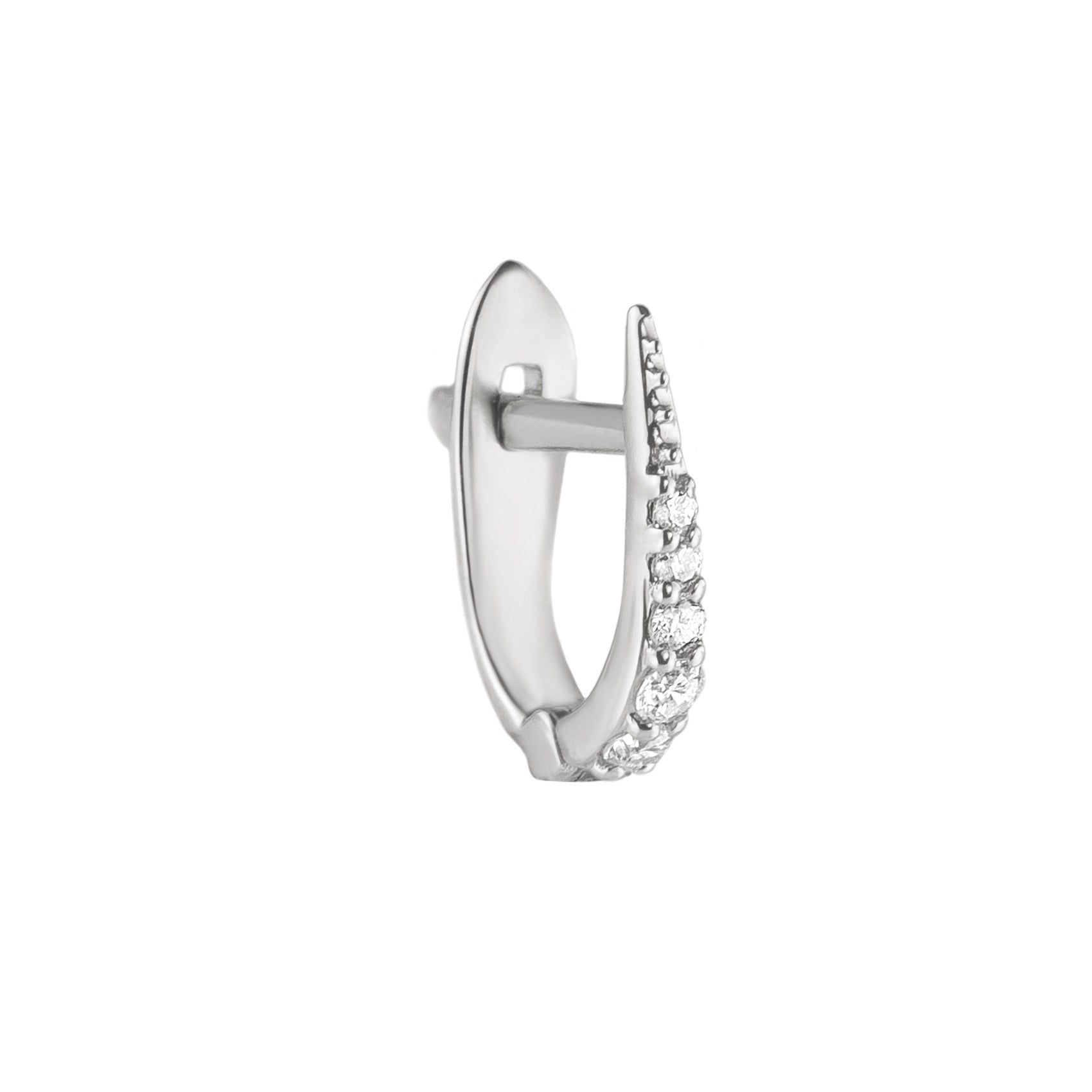 Metier by tomfoolery white gold short skinny point huggie white diamond