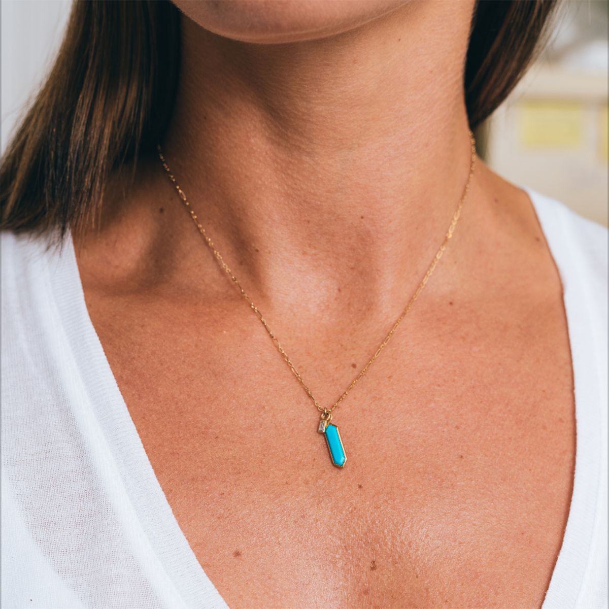 Metier by tomfoolery Roma Necklace + Turquoise Hexa Plaque