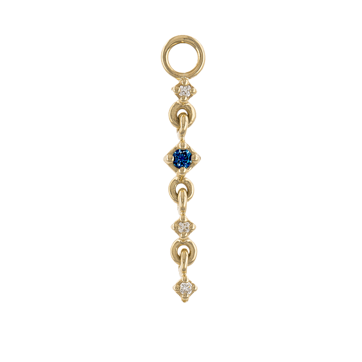 Metier by tomfoolery Petite Short Drop Plaques 9ct Yellow Gold, White Diamond, Blue Sapphire