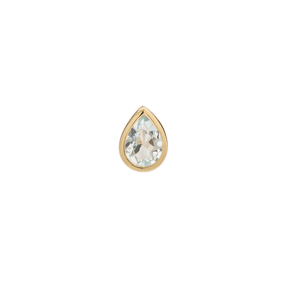Metier by tomfoolery Bezel Set Pear Gemstone Stud 9ct yellow gold with aquamarine