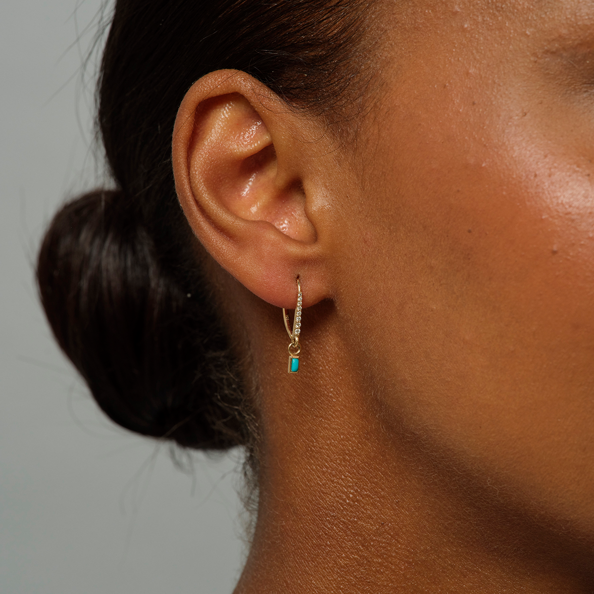 Diamond &amp; Turquoise Honey Hook Drop Earring