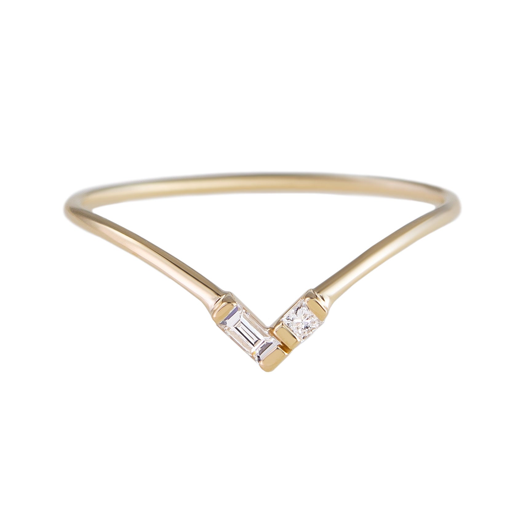 métier by tomfoolery Baguette Diamond Stacking Rings -  baguette and princess cut diamond