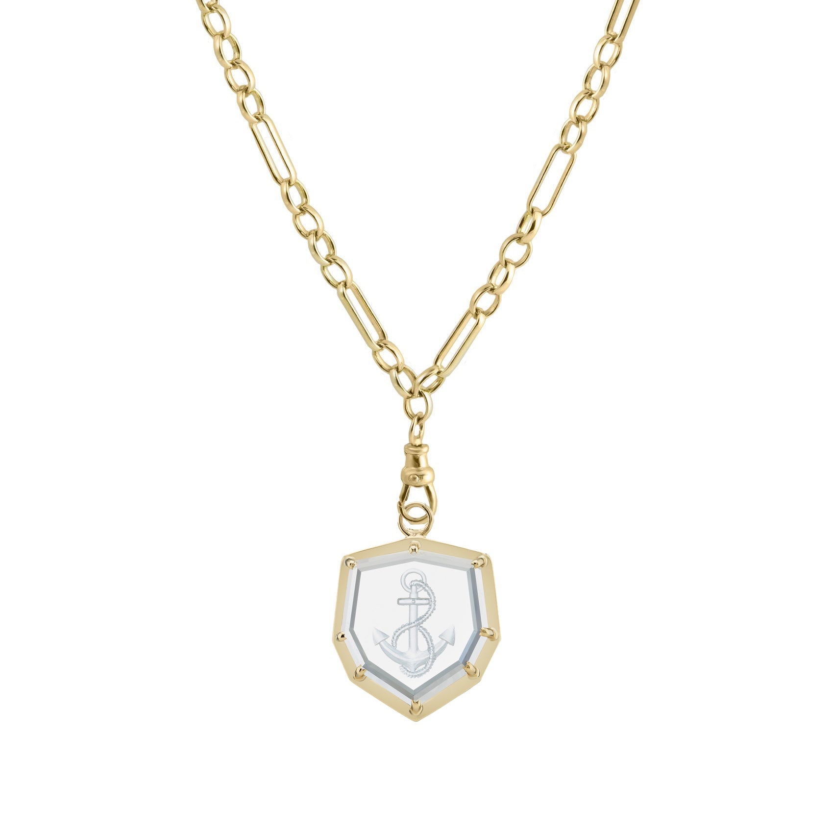 metier by tomfoolery: Limited Edition Intaglio Topaz Anchor Eiffel Heavy Pendant claw side