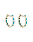 Métier by tomfoolery 9ct yellow gold Turquoise Small Mixed Cut Hoops