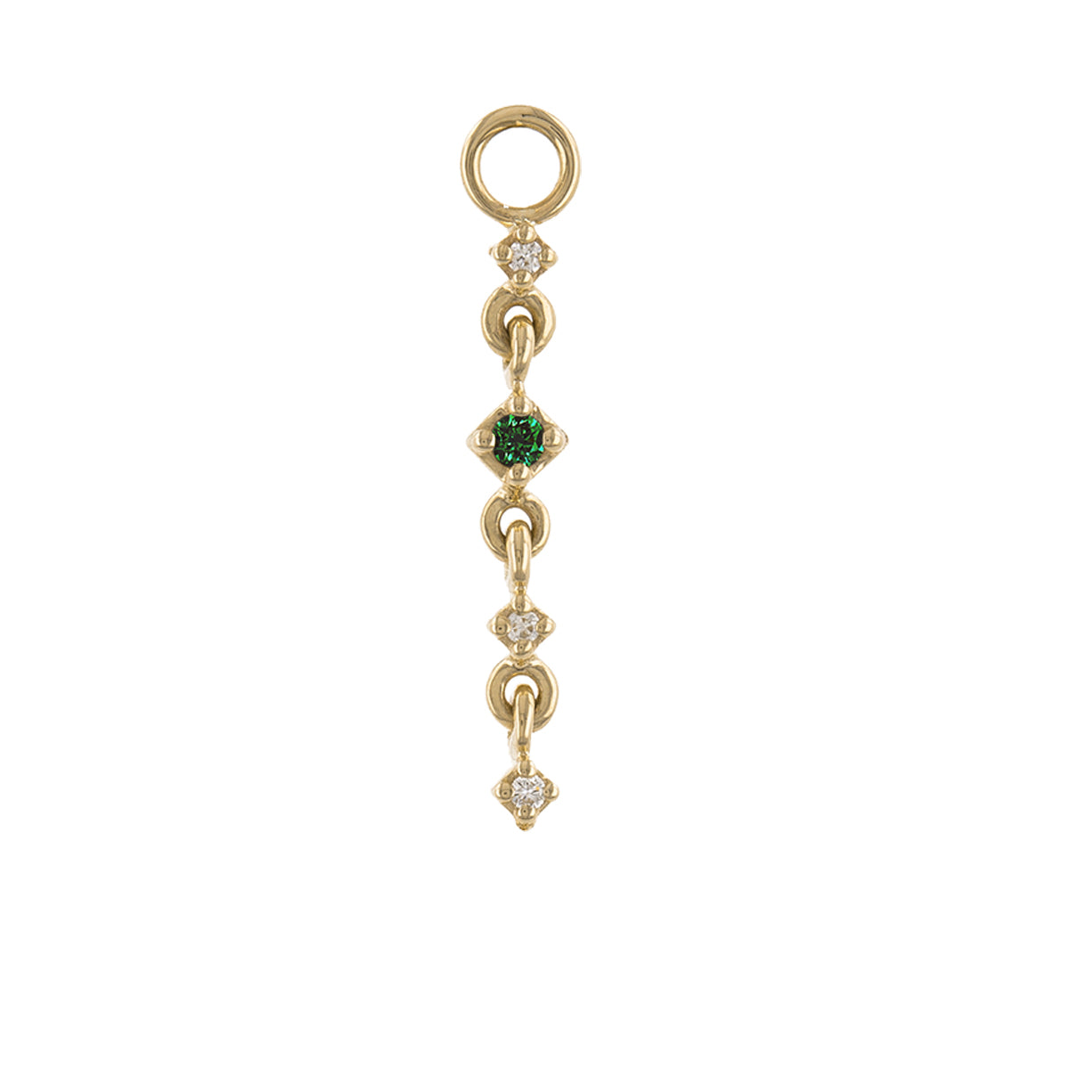 Metier by tomfoolery Petite Short Drop Plaques 9ct Yellow Gold, White Diamond, Emerald