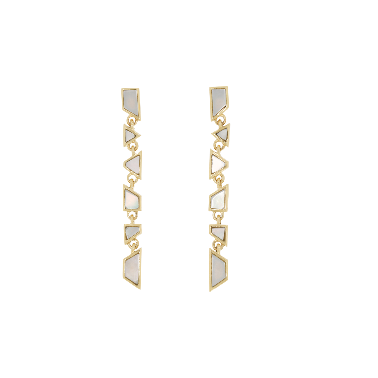 Metier by tomfoolery Tesserae Mother of Pearl Mini Drop Earrings 9ct yellow gold