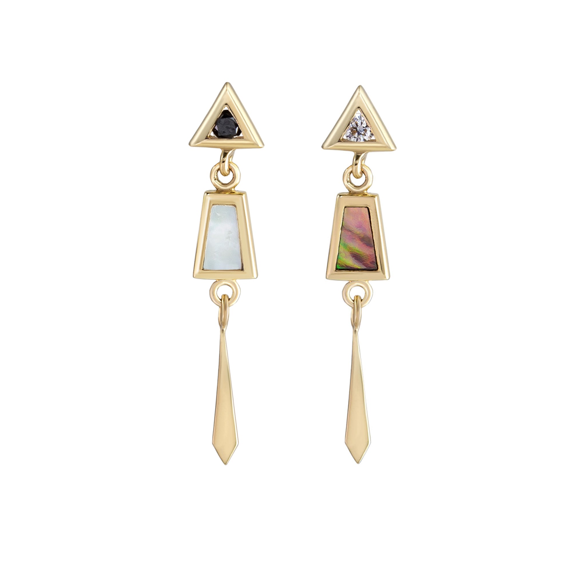 metier by tomfoolery: First Love collection mother of pearl & abalone drop studs